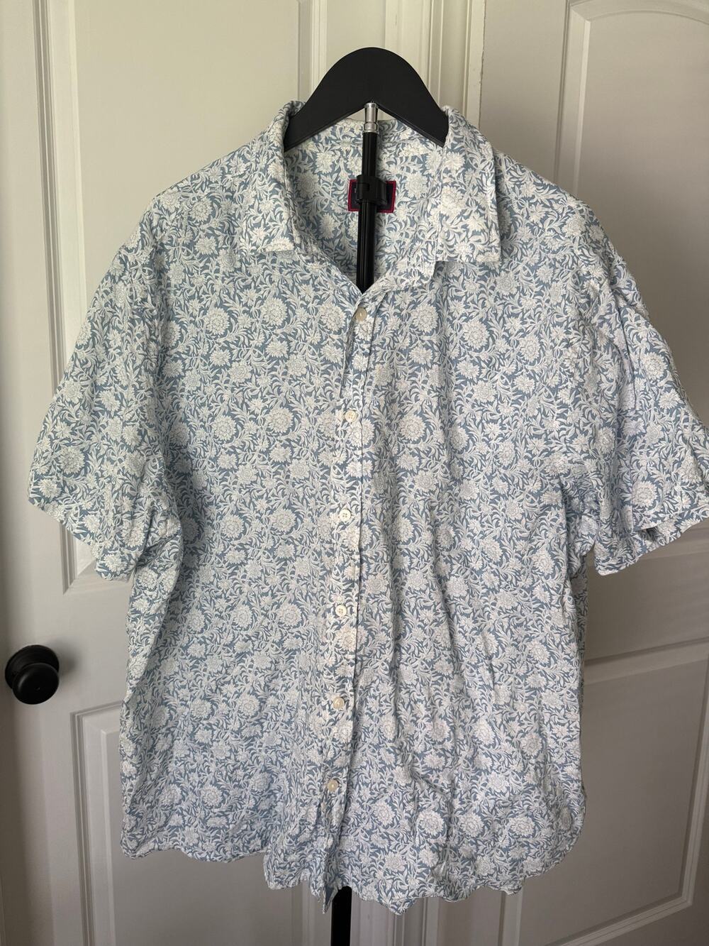 UNTUCKit Linden 100% Linen Floral Button Up Shirt Men’s XXL Blue White